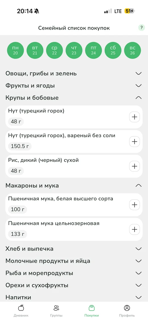 Семья, группы и соревнования — экран приложения LifeUm